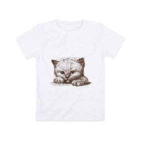 Детская футболка хлопок с принтом Самый милый котёнок в Белгороде, 100% хлопок | круглый вырез горловины, полуприлегающий силуэт, длина до линии бедер | домашние животные | кот | котенок | котик | коты | кошка | кошки | милый котенок
