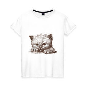 Женская футболка хлопок с принтом Самый милый котёнок в Белгороде, 100% хлопок | прямой крой, круглый вырез горловины, длина до линии бедер, слегка спущенное плечо | домашние животные | кот | котенок | котик | коты | кошка | кошки | милый котенок