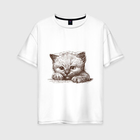 Женская футболка хлопок Oversize с принтом Самый милый котёнок в Белгороде, 100% хлопок | свободный крой, круглый ворот, спущенный рукав, длина до линии бедер
 | домашние животные | кот | котенок | котик | коты | кошка | кошки | милый котенок