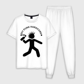 Мужская пижама хлопок с принтом DIY punk hardcore в Белгороде, 100% хлопок | брюки и футболка прямого кроя, без карманов, на брюках мягкая резинка на поясе и по низу штанин
 | Тематика изображения на принте: 