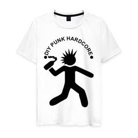Мужская футболка хлопок с принтом DIY punk hardcore в Белгороде, 100% хлопок | прямой крой, круглый вырез горловины, длина до линии бедер, слегка спущенное плечо. | Тематика изображения на принте: 
