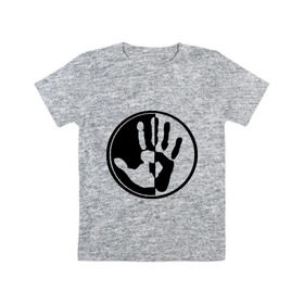 Детская футболка хлопок с принтом рука инь и янь в Белгороде, 100% хлопок | круглый вырез горловины, полуприлегающий силуэт, длина до линии бедер | инь | инь янь | пальцы | рука | рука инь янь | черно белая рука | янь