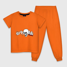 Детская пижама хлопок с принтом Schokk в Белгороде, 100% хлопок |  брюки и футболка прямого кроя, без карманов, на брюках мягкая резинка на поясе и по низу штанин
 | schokk | schokkреп | рэп | череп | шок