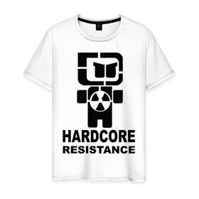 Мужская футболка хлопок с принтом Hardcore resistance в Белгороде, 100% хлопок | прямой крой, круглый вырез горловины, длина до линии бедер, слегка спущенное плечо. | 