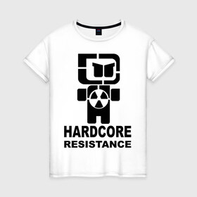 Женская футболка хлопок с принтом Hardcore resistance в Белгороде, 100% хлопок | прямой крой, круглый вырез горловины, длина до линии бедер, слегка спущенное плечо | 