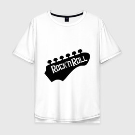 Мужская футболка хлопок Oversize с принтом Rock-n-roll в Белгороде, 100% хлопок | свободный крой, круглый ворот, “спинка” длиннее передней части | гитара