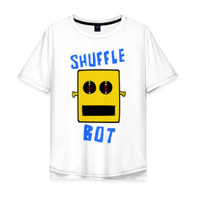 Мужская футболка хлопок Oversize с принтом SHUFFLE BOT в Белгороде, 100% хлопок | свободный крой, круглый ворот, “спинка” длиннее передней части | shuffle bot | бот | музыка | музыкальный автомат | робот