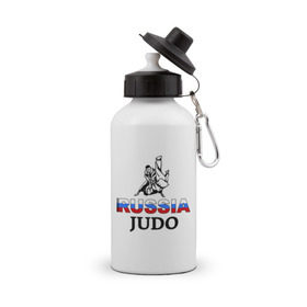 Бутылка спортивная с принтом Russia judo в Белгороде, металл | емкость — 500 мл, в комплекте две пластиковые крышки и карабин для крепления | дзюдо