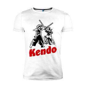 Мужская футболка премиум с принтом Кендо фектование в Белгороде, 92% хлопок, 8% лайкра | приталенный силуэт, круглый вырез ворота, длина до линии бедра, короткий рукав | kendo | russia | борьба | восточные | единоборства | самурай | самурайский | синай | спорт | фехтование