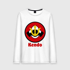 Мужской лонгслив хлопок с принтом Кендо эмблема в Белгороде, 100% хлопок |  | kendo | russia | борьба | восточные | единоборства | самурайский | спорт | фехтование