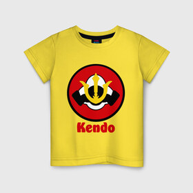 Детская футболка хлопок с принтом Кендо эмблема в Белгороде, 100% хлопок | круглый вырез горловины, полуприлегающий силуэт, длина до линии бедер | kendo | russia | борьба | восточные | единоборства | самурайский | спорт | фехтование