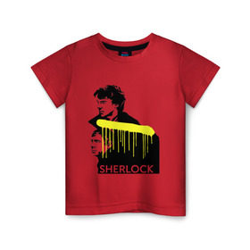 Детская футболка хлопок с принтом Sherlock в Белгороде, 100% хлопок | круглый вырез горловины, полуприлегающий силуэт, длина до линии бедер | holms | sherlock | sherlock holmes | vatson | watson | ватсон | доктор ватсон | сериалы | тв сериалы | шерлок | шерлок холмс