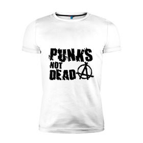 Мужская футболка премиум с принтом Punks not dead (2) в Белгороде, 92% хлопок, 8% лайкра | приталенный силуэт, круглый вырез ворота, длина до линии бедра, короткий рукав | Тематика изображения на принте: punks | анархия | панк | панк не умрет | стиль панк