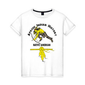 Женская футболка хлопок с принтом Apache Indian History 3 в Белгороде, 100% хлопок | прямой крой, круглый вырез горловины, длина до линии бедер, слегка спущенное плечо | american | native | америка | апачи | вождь | индеец | индейцы | исторический | история | коренные американцы | перья