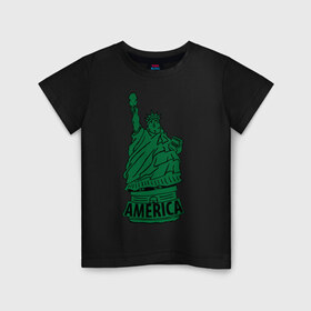 Детская футболка хлопок с принтом Америка (America) Толстая статуя свободы в Белгороде, 100% хлопок | круглый вырез горловины, полуприлегающий силуэт, длина до линии бедер | new york | жирная | лишний вес | нью йорк | толстуха