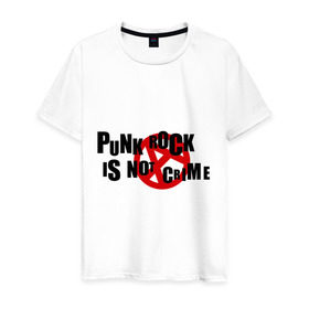 Мужская футболка хлопок с принтом PUNK ROCK IS NOT A CRIME в Белгороде, 100% хлопок | прямой крой, круглый вырез горловины, длина до линии бедер, слегка спущенное плечо. | is not a crime | punk | punk rock | rock | анархизм | анархия | знак анархии | панк | панк рок | панк рок это не криминал | рок