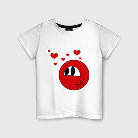 Детская футболка хлопок с принтом влюбленный смайл в Белгороде, 100% хлопок | круглый вырез горловины, полуприлегающий силуэт, длина до линии бедер | love | влюбленность | любовь | сердечки | сердца | смайл | смайлик | чувства