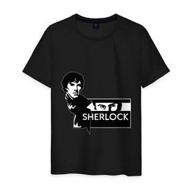 Мужская футболка хлопок с принтом T-shirt Sherlock в Белгороде, 100% хлопок | прямой крой, круглый вырез горловины, длина до линии бедер, слегка спущенное плечо. | holmes | holms | sherlock | sherlok | vatson | ватсон | сериал | холмс | шерлок | шерлок холмс
