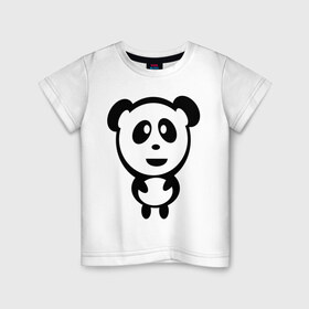 Детская футболка хлопок с принтом Милая панда в Белгороде, 100% хлопок | круглый вырез горловины, полуприлегающий силуэт, длина до линии бедер | panda | животное | зверушка | зверь | медведь | медвежонок | мишка | мишутка