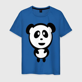 Мужская футболка хлопок с принтом Милая панда в Белгороде, 100% хлопок | прямой крой, круглый вырез горловины, длина до линии бедер, слегка спущенное плечо. | panda | животное | зверушка | зверь | медведь | медвежонок | мишка | мишутка