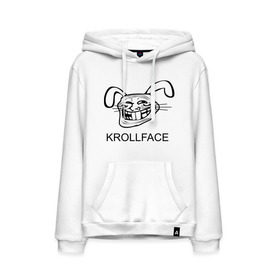 Мужская толстовка хлопок с принтом KROLLFACE в Белгороде, френч-терри, мягкий теплый начес внутри (100% хлопок) | карман-кенгуру, эластичные манжеты и нижняя кромка, капюшон с подкладом и шнурком | Тематика изображения на принте: krollface | trolface | troll | trollface | заяц | кролик | крольфэйс | тролинг | тролль тролить | троль