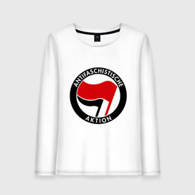 Женский лонгслив хлопок с принтом Antifa (1) в Белгороде, 100% хлопок |  | antifa | антифа | антифашизм | антифашистское движение | знак антифа | против фашизма | фашизм