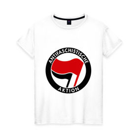 Женская футболка хлопок с принтом Antifa (1) в Белгороде, 100% хлопок | прямой крой, круглый вырез горловины, длина до линии бедер, слегка спущенное плечо | antifa | антифа | антифашизм | антифашистское движение | знак антифа | против фашизма | фашизм