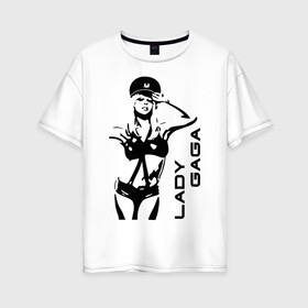 Женская футболка хлопок Oversize с принтом Lady Gaga (1) в Белгороде, 100% хлопок | свободный крой, круглый ворот, спущенный рукав, длина до линии бедер
 | lady gaga | гага | леди gaga | леди гага | лицо леди gaga | лицо леди гага | образ леди гага