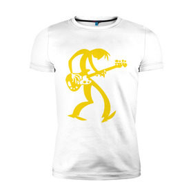 Мужская футболка премиум с принтом Басист в Белгороде, 92% хлопок, 8% лайкра | приталенный силуэт, круглый вырез ворота, длина до линии бедра, короткий рукав | гитара