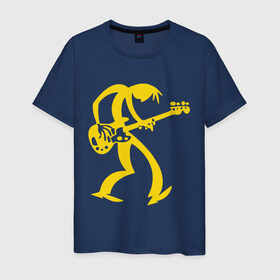Мужская футболка хлопок с принтом Басист в Белгороде, 100% хлопок | прямой крой, круглый вырез горловины, длина до линии бедер, слегка спущенное плечо. | Тематика изображения на принте: гитара