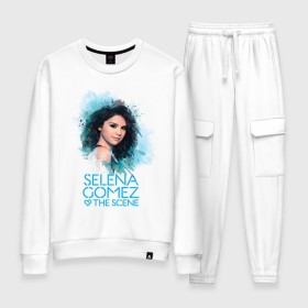 Женский костюм хлопок с принтом Selena Gomez в Белгороде, 100% хлопок | на свитшоте круглая горловина, мягкая резинка по низу. Брюки заужены к низу, на них два вида карманов: два 