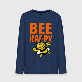 Мужской лонгслив хлопок с принтом BeeHappy в Белгороде, 100% хлопок |  | Тематика изображения на принте: веселая | насекомое | настроение | позитив | пчела | пчелка | счастливый | счастье | эмоции