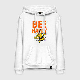 Мужская толстовка хлопок с принтом BeeHappy в Белгороде, френч-терри, мягкий теплый начес внутри (100% хлопок) | карман-кенгуру, эластичные манжеты и нижняя кромка, капюшон с подкладом и шнурком | веселая | насекомое | настроение | позитив | пчела | пчелка | счастливый | счастье | эмоции