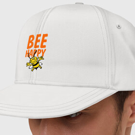 Кепка снепбек с прямым козырьком с принтом BeeHappy в Белгороде, хлопок 100% |  | Тематика изображения на принте: веселая | насекомое | настроение | позитив | пчела | пчелка | счастливый | счастье | эмоции