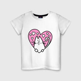 Детская футболка хлопок с принтом Милый котик(2) в Белгороде, 100% хлопок | круглый вырез горловины, полуприлегающий силуэт, длина до линии бедер | зверушка | киса | кот | котенок | котяра | кошак | любимец | питомец | подарок девушке | сердечко | сердце