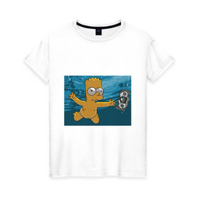 Женская футболка хлопок с принтом Nevermind (Simpsons) в Белгороде, 100% хлопок | прямой крой, круглый вырез горловины, длина до линии бедер, слегка спущенное плечо | nevermind | nevermind simpsons | nirvana | nirvana nevermind | rock | simpsons | нирвана | нирвана nevermind | нирвана симпсонс | ребенок | рок | символика nirvana | символика нирвана | симпсонс
