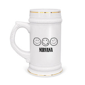 Кружка пивная с принтом Nirvana(2) в Белгороде,  керамика (Материал выдерживает высокую температуру, стоит избегать резкого перепада температур) |  объем 630 мл | nirvana | rock | нирвана | ребенок | рок | символика nirvana | символика нирвана