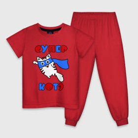 Детская пижама хлопок с принтом Супер Котэ в Белгороде, 100% хлопок |  брюки и футболка прямого кроя, без карманов, на брюках мягкая резинка на поясе и по низу штанин
 | Тематика изображения на принте: 