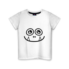 Детская футболка хлопок с принтом Добрый монстрик в Белгороде, 100% хлопок | круглый вырез горловины, полуприлегающий силуэт, длина до линии бедер | глазастый | зубастик | зубы | монстр | рожица | чудик | чудовище