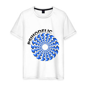 Мужская футболка хлопок с принтом Психоделик в Белгороде, 100% хлопок | прямой крой, круглый вырез горловины, длина до линии бедер, слегка спущенное плечо. | Тематика изображения на принте: гипноз | гипнотические | круг | круги | оптическая иллюзия