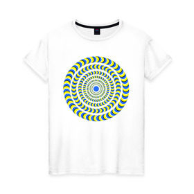 Женская футболка хлопок с принтом Психоделика полноцвет в Белгороде, 100% хлопок | прямой крой, круглый вырез горловины, длина до линии бедер, слегка спущенное плечо | гипноз | гипнотические | круг | оптическая иллюзия