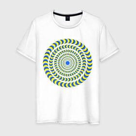 Мужская футболка хлопок с принтом Психоделика полноцвет в Белгороде, 100% хлопок | прямой крой, круглый вырез горловины, длина до линии бедер, слегка спущенное плечо. | гипноз | гипнотические | круг | оптическая иллюзия