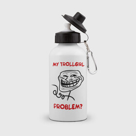 Бутылка спортивная с принтом Trollcouple (мужская) в Белгороде, металл | емкость — 500 мл, в комплекте две пластиковые крышки и карабин для крепления | face | my trollgirl | problem | troll | trollface | trollgirl | интернет  приколы | мем | мемы | мемы интернета | тролфейс | троль | трольгерл