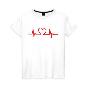 Женская футболка хлопок с принтом В ритме сердца в Белгороде, 100% хлопок | прямой крой, круглый вырез горловины, длина до линии бедер, слегка спущенное плечо | биение сердца | ритм сердца | сердечко | сердце
