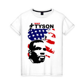 Женская футболка хлопок с принтом боксер Mike Tyson в Белгороде, 100% хлопок | прямой крой, круглый вырез горловины, длина до линии бедер, слегка спущенное плечо | boxing