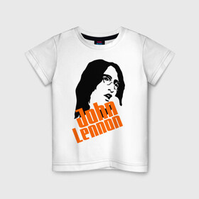 Детская футболка хлопок с принтом Джон Леннон (John Lennon) в Белгороде, 100% хлопок | круглый вырез горловины, полуприлегающий силуэт, длина до линии бедер | beatles | john lennon | the beatles | битлз | битлы | джон леннон | джон ленон | леннон | ленон | портрет