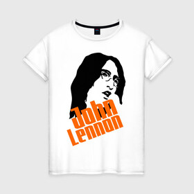 Женская футболка хлопок с принтом Джон Леннон (John Lennon) в Белгороде, 100% хлопок | прямой крой, круглый вырез горловины, длина до линии бедер, слегка спущенное плечо | beatles | john lennon | the beatles | битлз | битлы | джон леннон | джон ленон | леннон | ленон | портрет