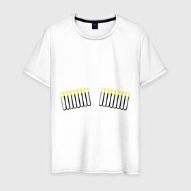Мужская футболка хлопок с принтом Газырь патронташ в Белгороде, 100% хлопок | прямой крой, круглый вырез горловины, длина до линии бедер, слегка спущенное плечо. | оружие | патронташ | патроны | снаряжение