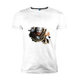 Мужская футболка премиум с принтом Довакин (Dovahkiin) The Elder Scrolls V: Skyrim в Белгороде, 92% хлопок, 8% лайкра | приталенный силуэт, круглый вырез ворота, длина до линии бедра, короткий рукав | игры | компьютерная игра | скайрим