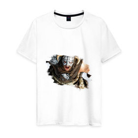 Мужская футболка хлопок с принтом Довакин (Dovahkiin) The Elder Scrolls V: Skyrim в Белгороде, 100% хлопок | прямой крой, круглый вырез горловины, длина до линии бедер, слегка спущенное плечо. | игры | компьютерная игра | скайрим